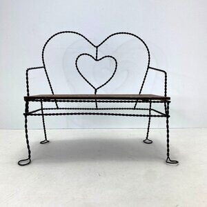 Wire and Wood Doll Heart Bench